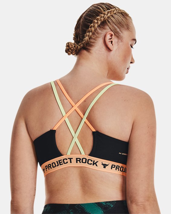 Women's Project Rock Crossback Family Printed Sports Bra, Green, pdpMainDesktop image number 7